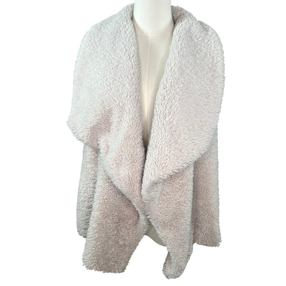 Ivory Faux Fur Knit Back Vest Size Medium